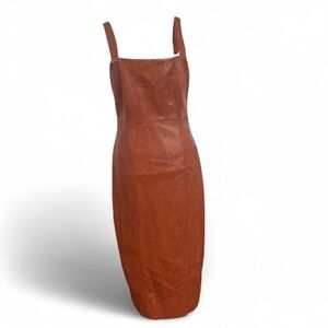 7 For All Mankind Tan Midi Faux Leather Dress medium